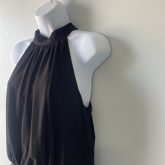 Vince Camuto Black Sequin Sleeveless Cocktail Dress Size 10 Blouson Halter - Picture 6 of 14